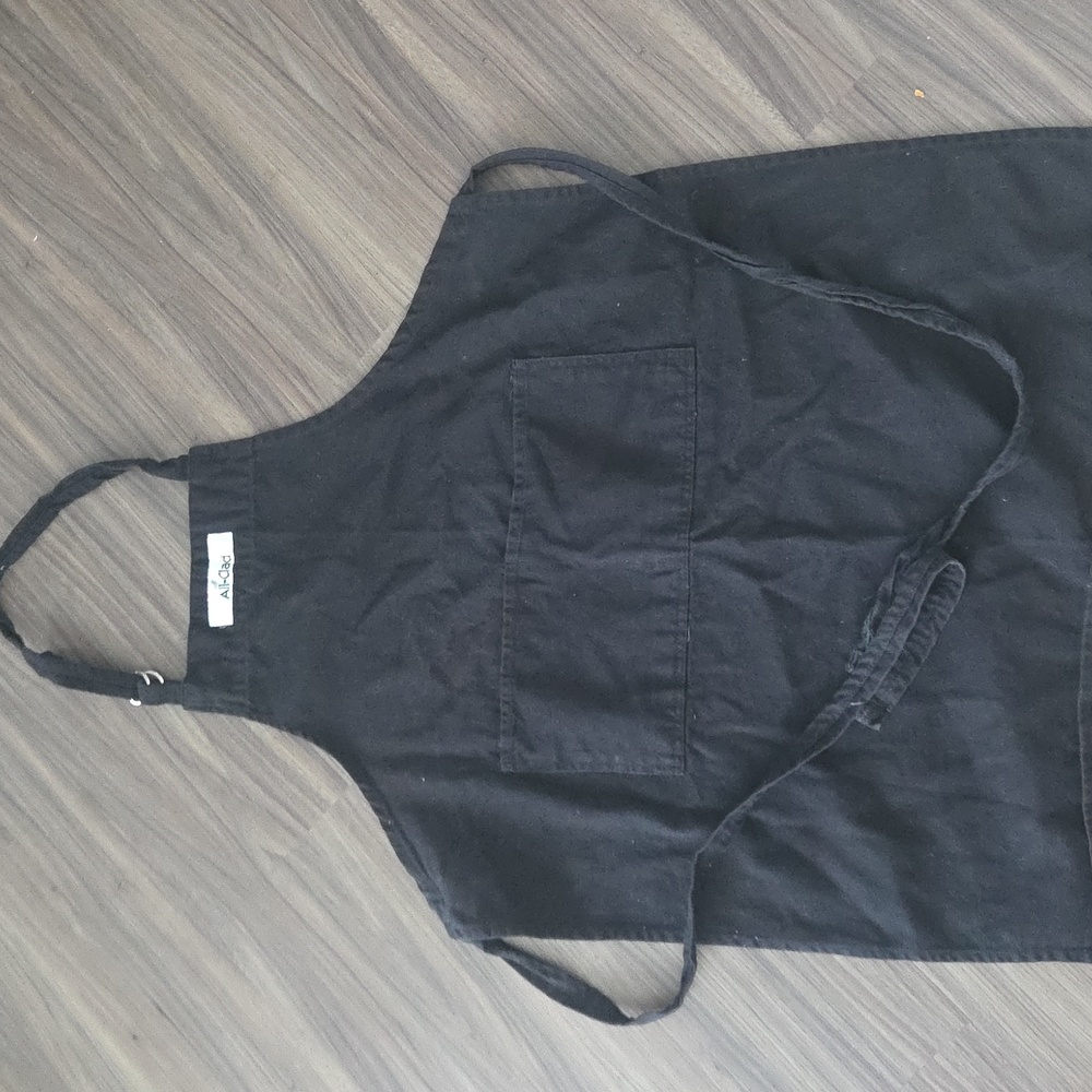 Alfoc Black Cotton Apron with Front Pocket